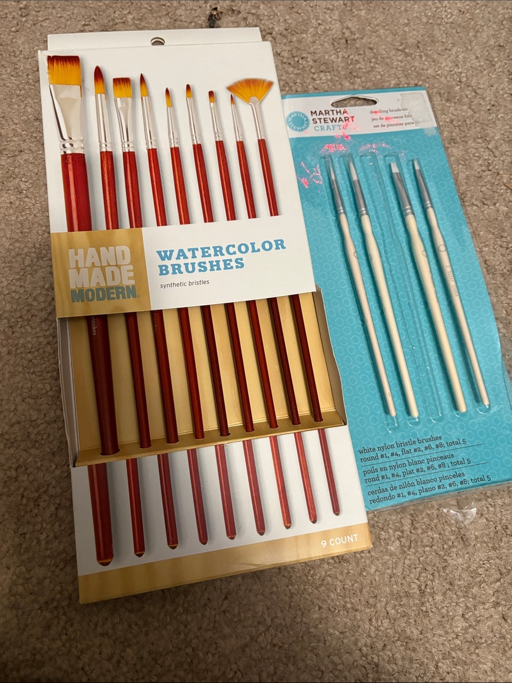 Watercolor Brush Set with Extra Craft Brushes - Red Handles